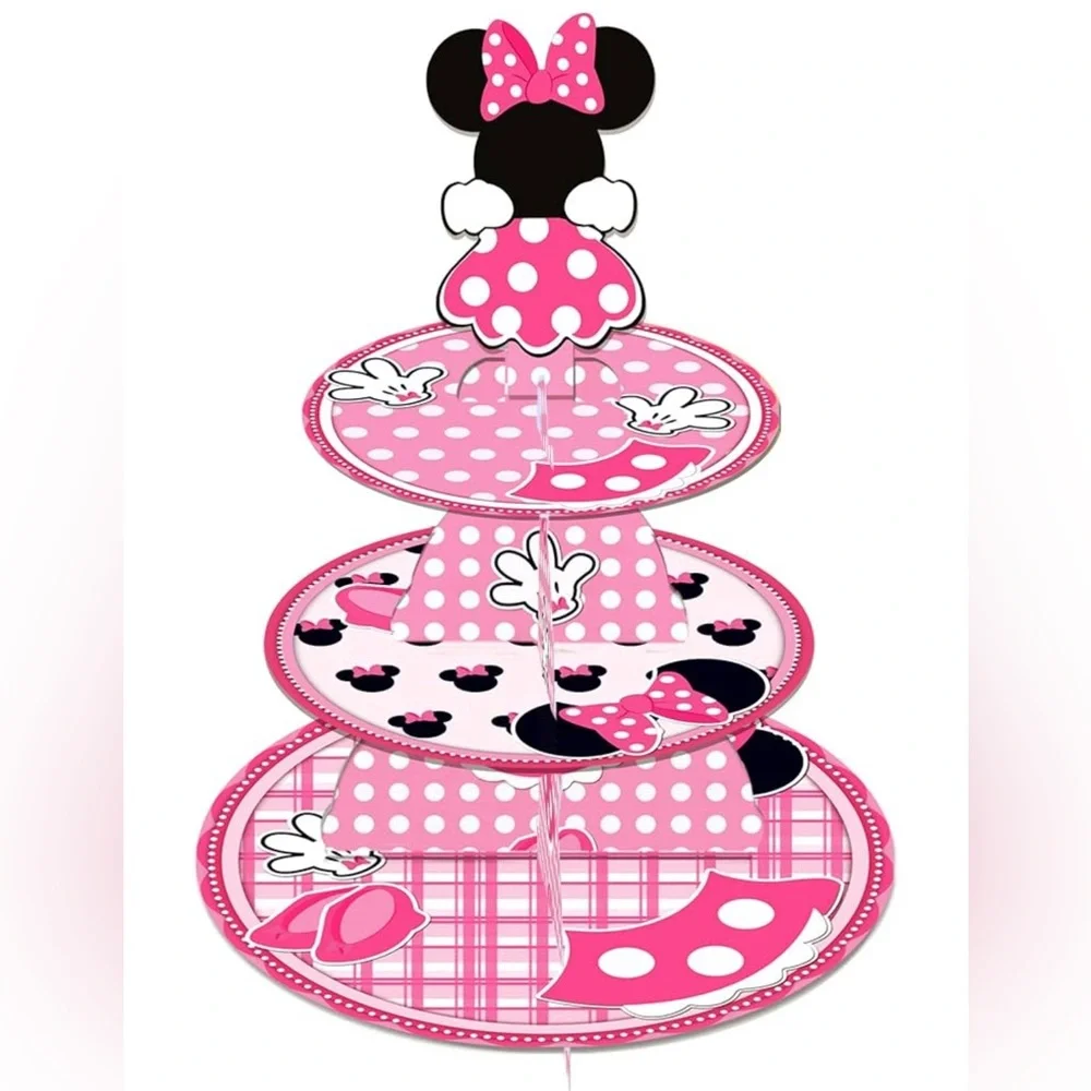 Pink Minnie Cupcake Stand 12Inch Cardboard Cupcake Tray for Birthday Baby